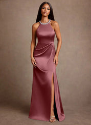 Augday Lawrence A-Line Pleated Stretch Satin Dress