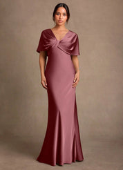 Augday Dosia Sheath Pleated Stretch Satin Dress