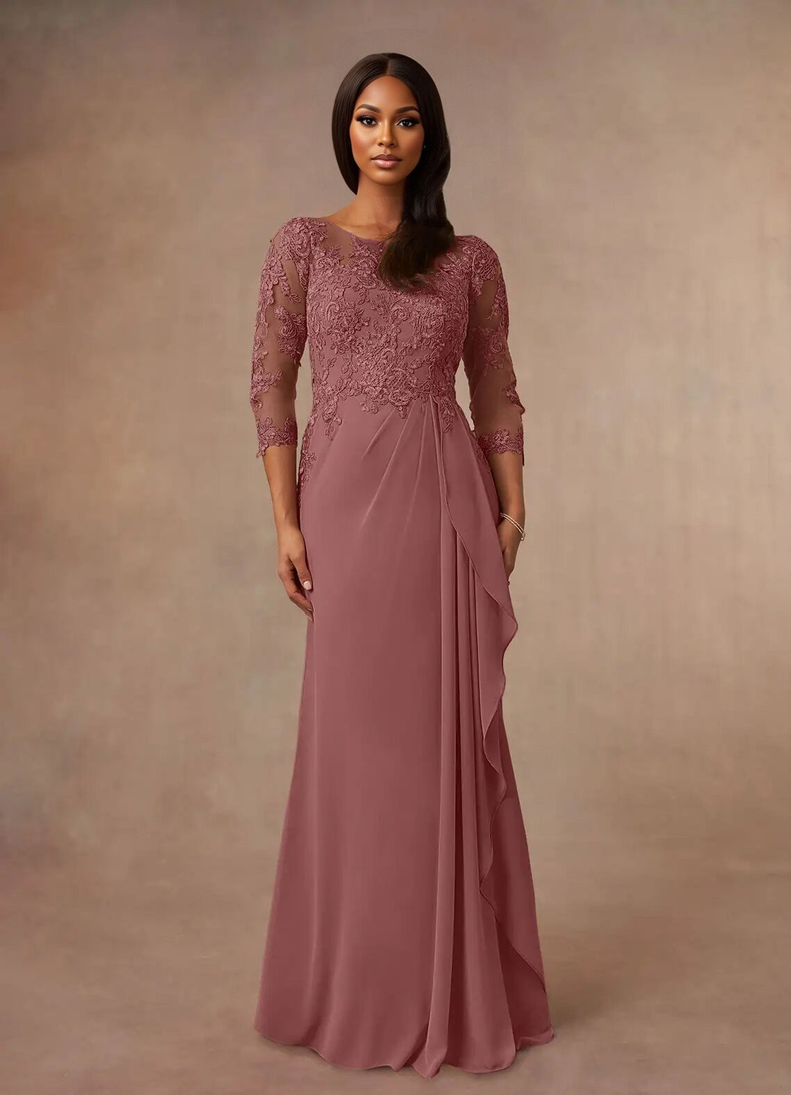 Augday Calanthe A-Line Scoop Chiffon Dress