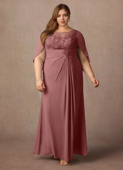 Augday Hera Mother of the Bride Dresses A-Line Lace Capelet Chiffon Dress Plus Size