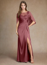 Augday Hera Mother of the Bride Dresses A-Line Lace Stretch Satin Dress