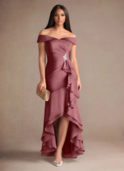 Augday Billings Mermaid Off the Shoulder Stretch Satin Dress