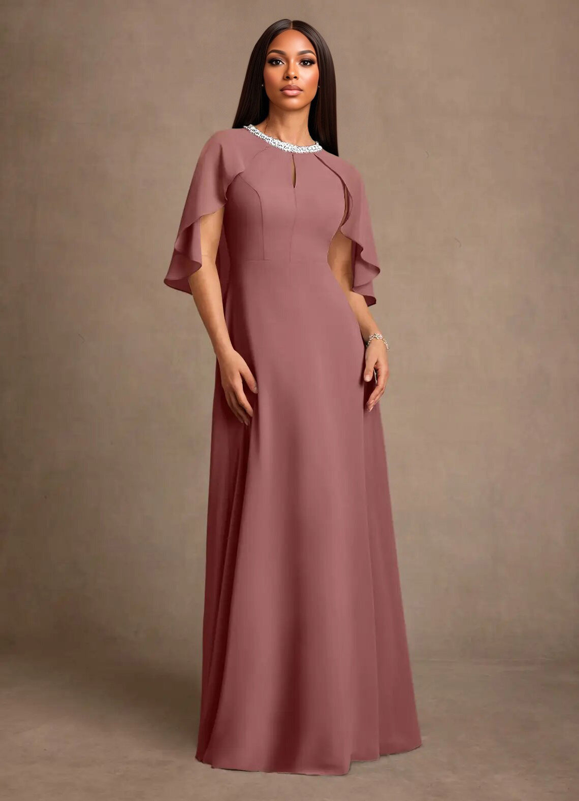 Augday Winnifred A-Line Beaded Chiffon Dress