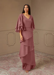 Augday OHara A-Line V-Neck Chiffon Dress