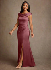 Augday Irvine A-Line Pleated Stretch Satin Dress