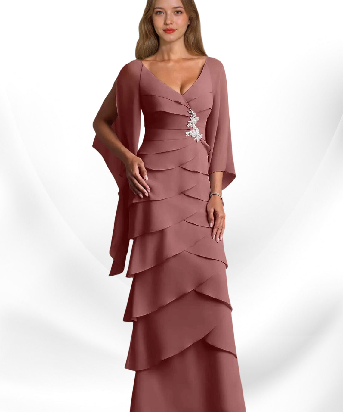 Augday Arabinda Sheath Ruched Chiffon Dress