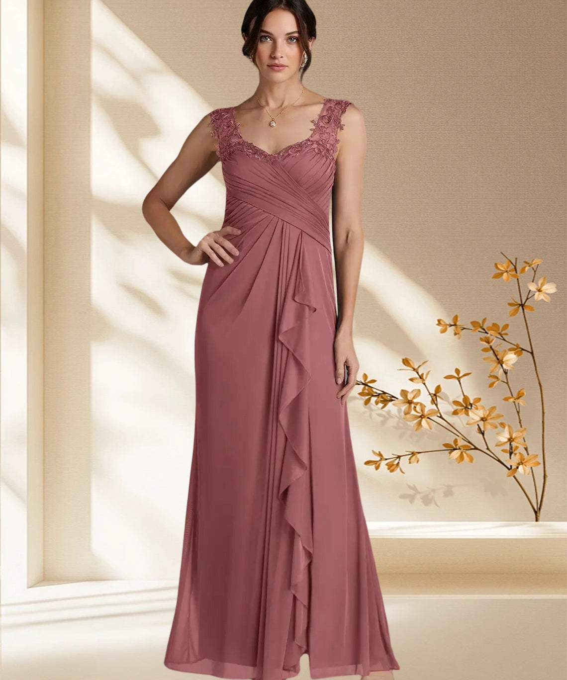 Augday Edelin A-Line Sweetheart Neckline Pleated Mesh Dress