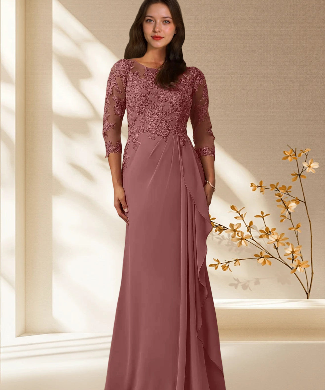 Augday Calanthe A-Line Scoop Chiffon Dress