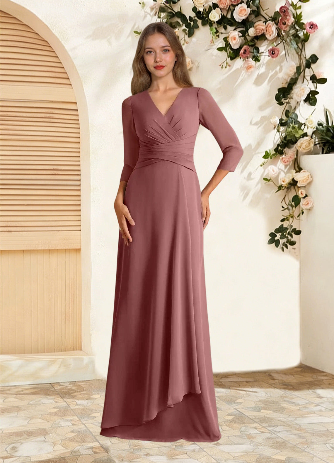 Augday Mayfield A-Line Pleated Chiffon Dress