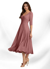 Augay Durant A-Line Pleated Chiffon Dress