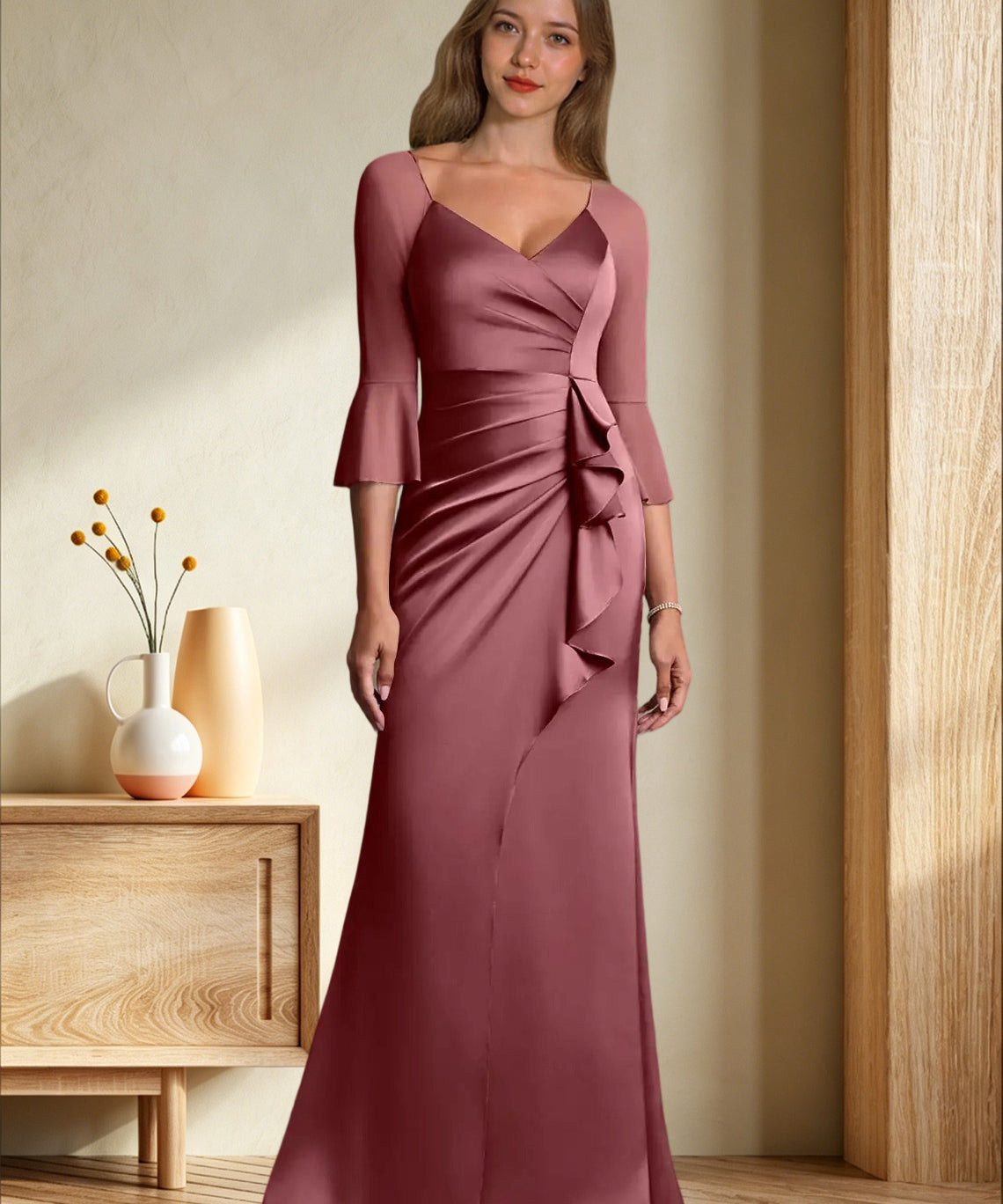 Augday Nampa Sheath Pleated Mesh Dress