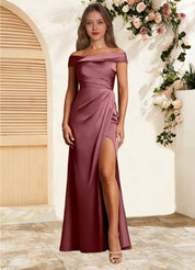 Augday Bedford Sheath Pleated Stretch Satin Dress