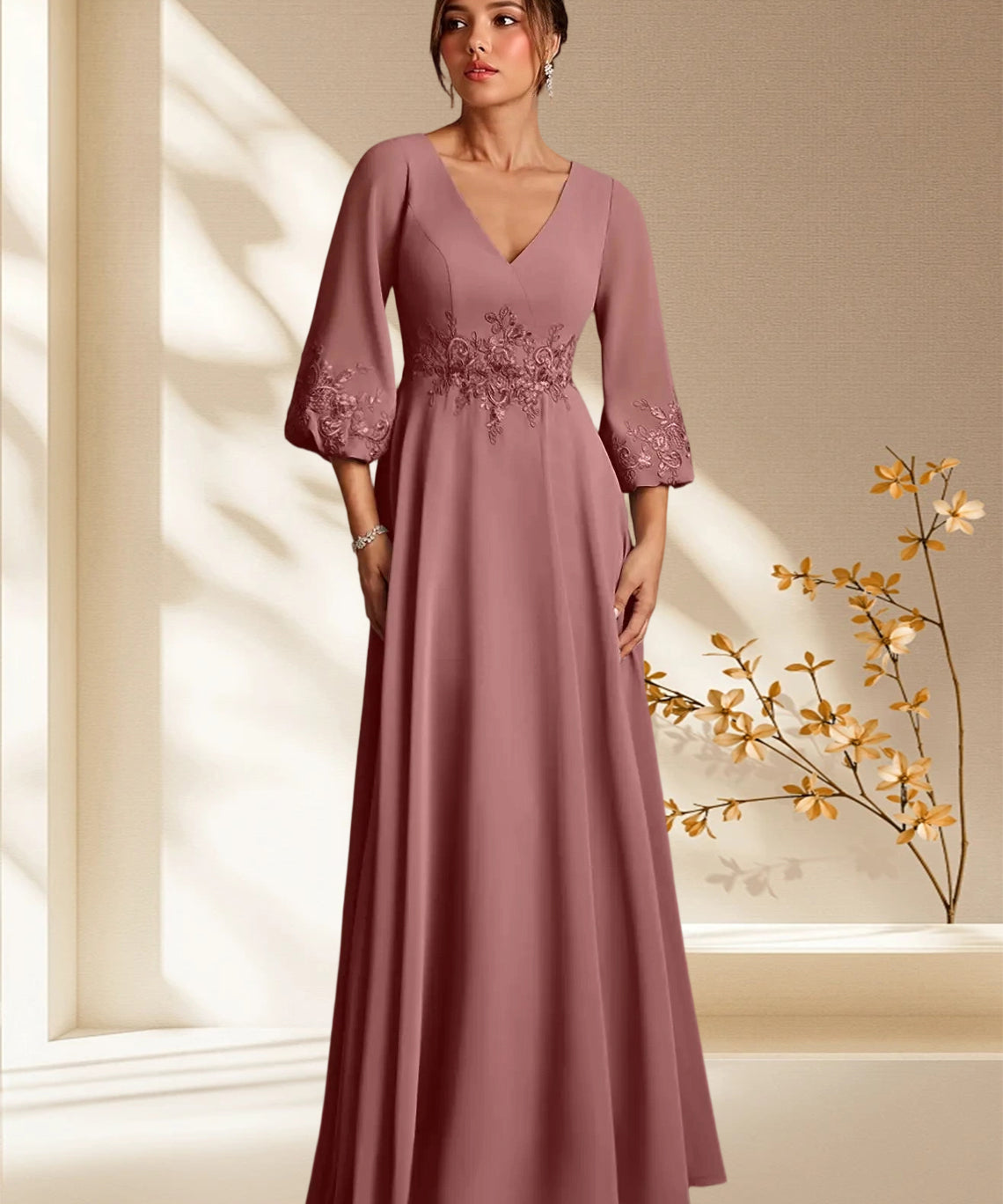 Augday Yorba A-Line Lace Chiffon Dress