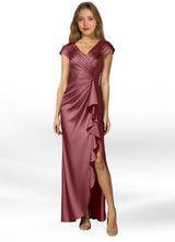 Augday Anderson A-Line Pleated Stretch Satin Dress