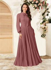 Augday Adellah A-Line Pleated Chiffon Dress