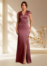 Augday Rilda Sheath Lace Stretch Satin Dress