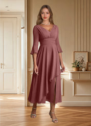 Augday Aerynne A-Line Pleated Chiffon Dress