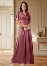 Augday Emmeline A-Line Pleated Stretch Satin Dress