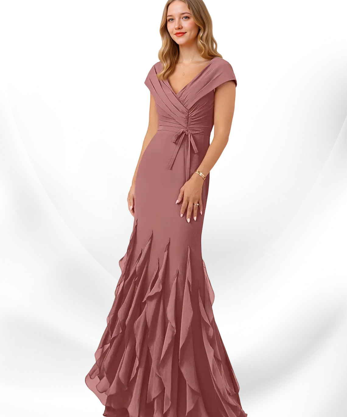 Augday Bailora Mermaid Ruched Chiffon Dress