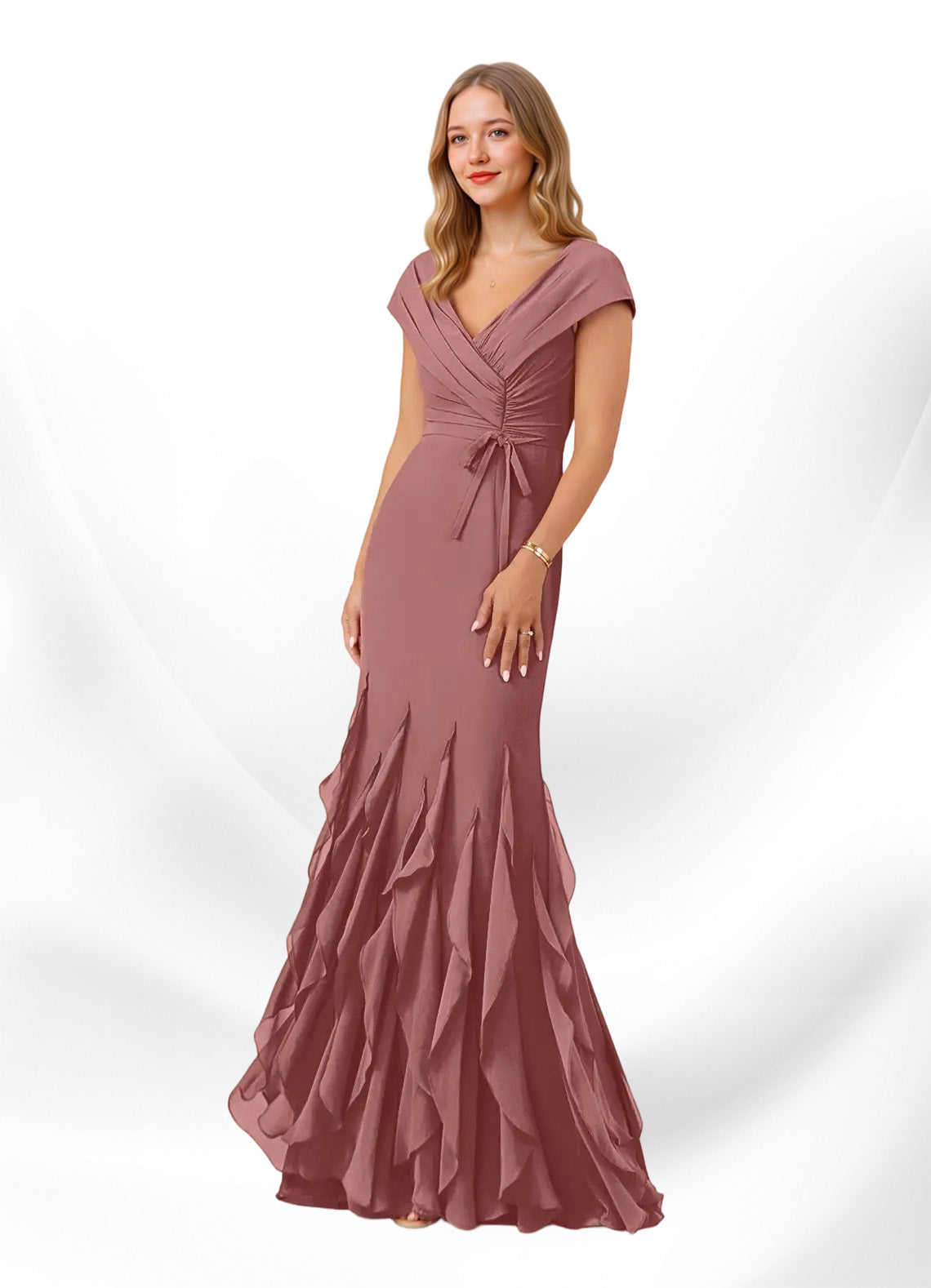Augday Bailora Mermaid Ruched Chiffon Dress