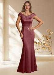 Augday Aberdeen Sheath Pleated Stretch Satin Dress