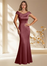 Augday Aberdeen Sheath Pleated Stretch Satin Dress