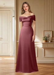 Augday Amelia A-Line Off the Shoulder Stretch Satin Dress