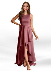 Augday Niles A-Line Trains Stretch Satin Dress