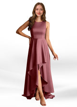 Augday Niles A-Line Trains Stretch Satin Dress