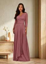 Augday Annetta A-Line V-Neck Pleated Mesh Dress