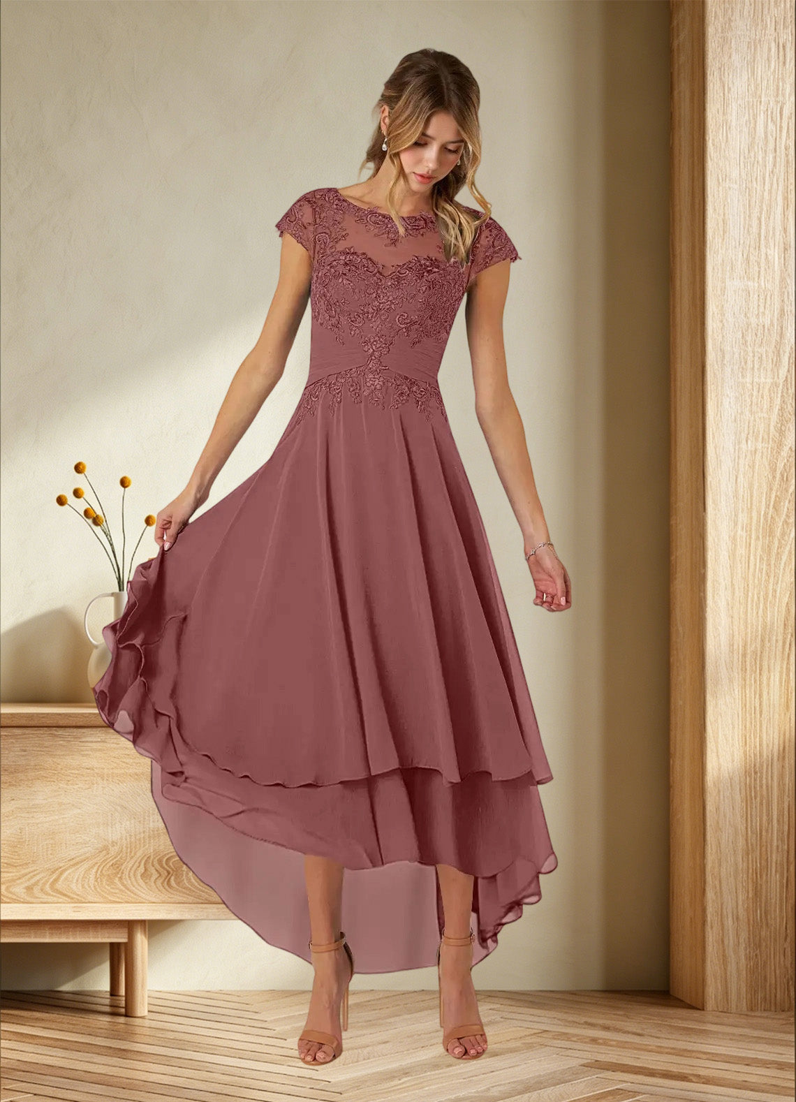 Augday Shonda Lace Chiffon Dress