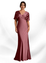 Augday Dosia Sheath Pleated Stretch Satin Dress
