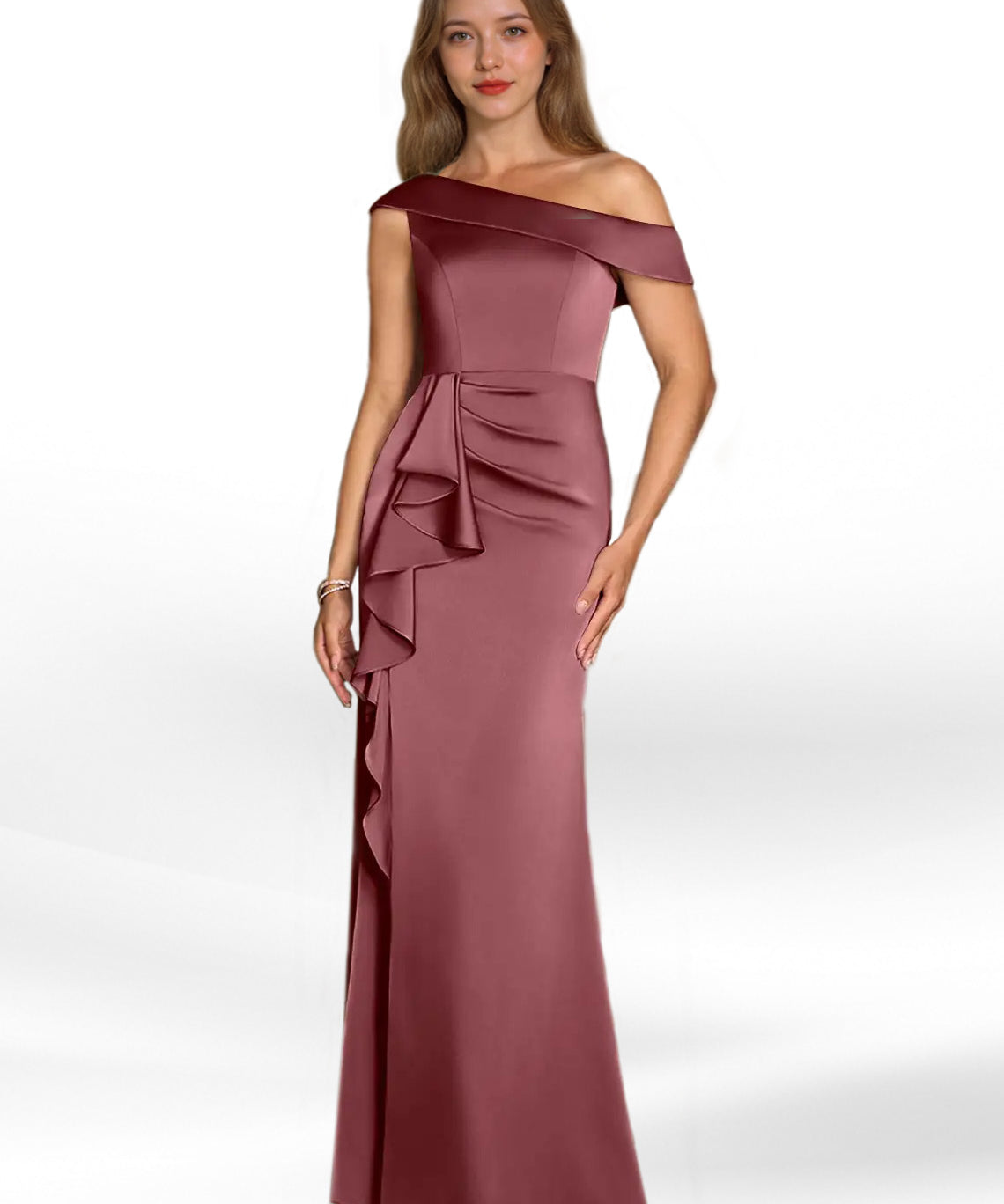 Augday Hamptons A-Line Pleated Stretch Satin Dress