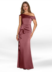 Augday Hamptons A-Line Pleated Stretch Satin Dress