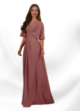 Augday Oksana A-Line V-Neck Pleated Chiffon Dress