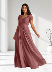 Augday Dunja A-Line V-Neck Lace Chiffon Dress