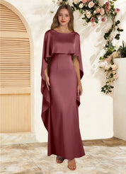 Augday Eli Sheath Boatneck Stretch Satin Dress
