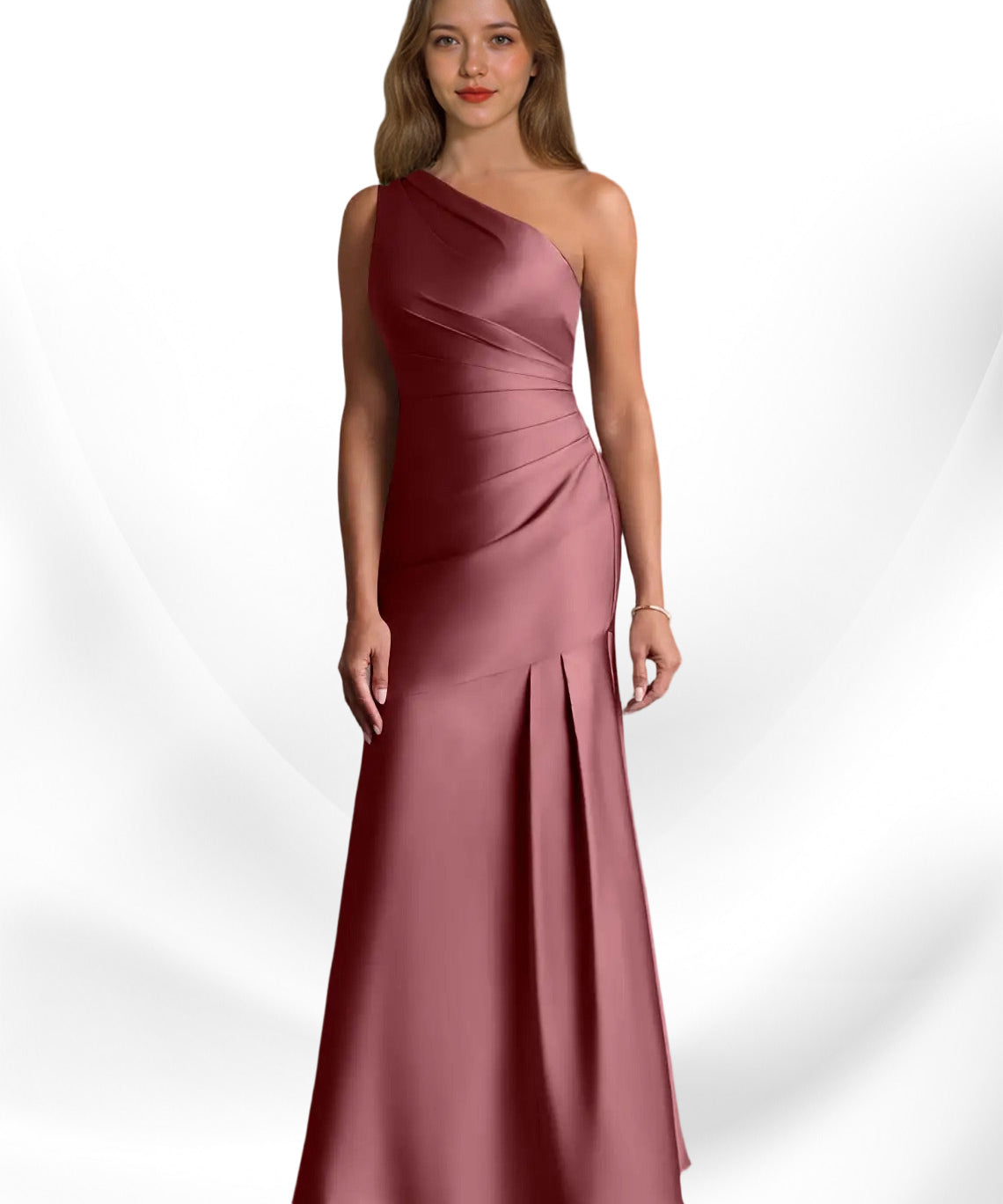 Augday Haifa Mermaid One Shoulder Stretch Satin Dress