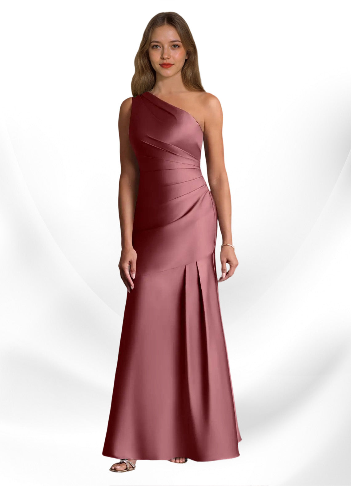 Augday Haifa Mermaid One Shoulder Stretch Satin Dress