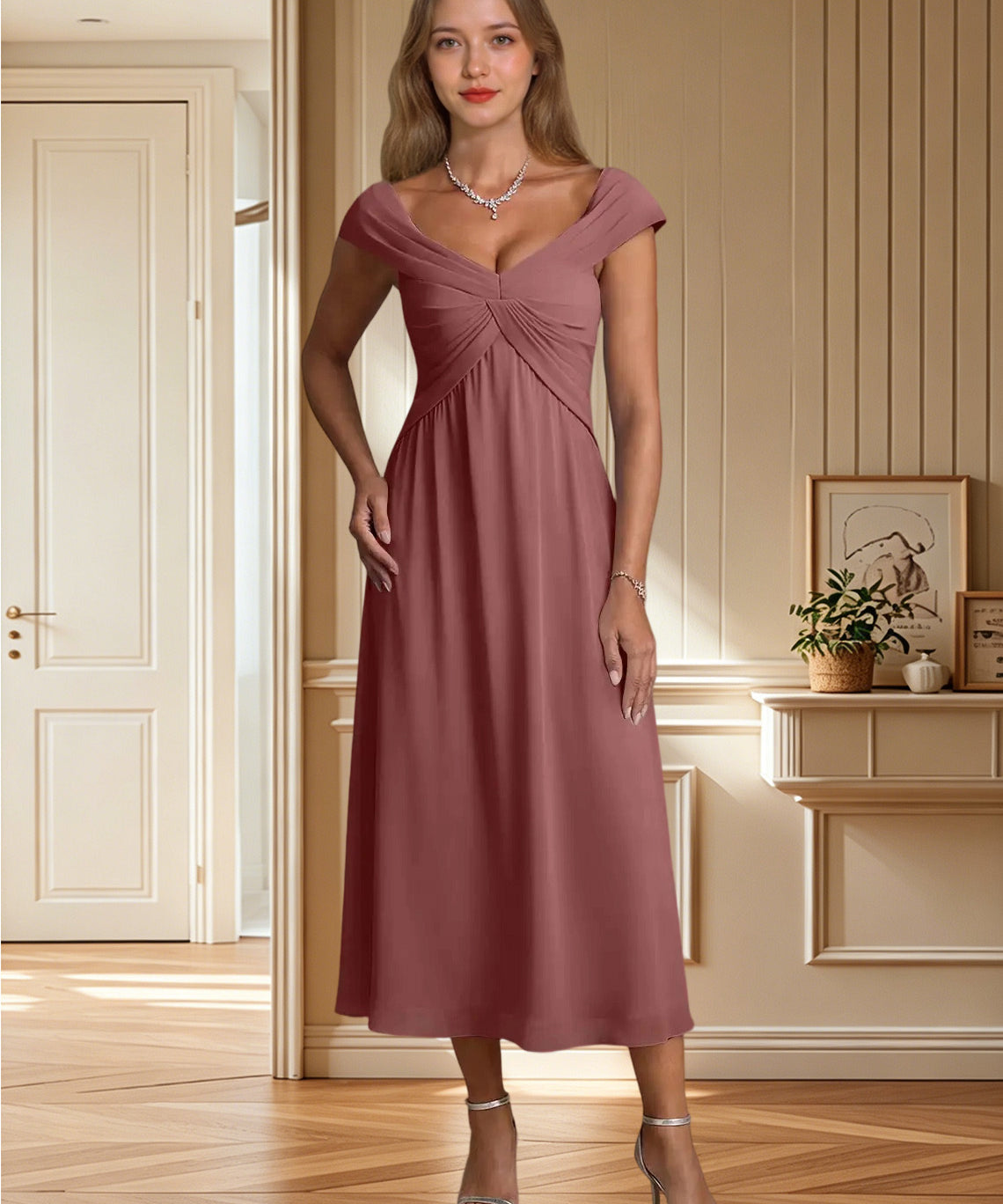 Augday Mirta A-Line Pleated Floral Burnout Dress