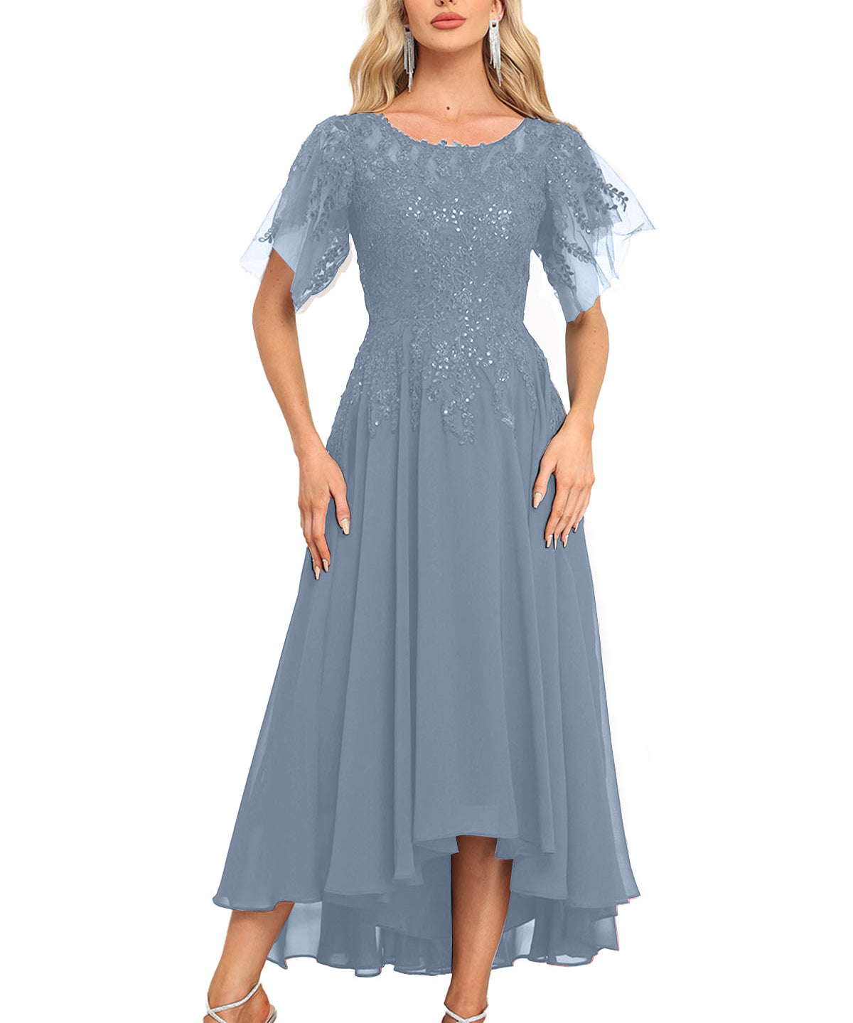Augday Chiffon Lace Sequins Mother of the Bridesmaid Dresses
