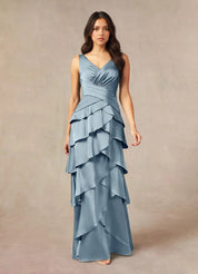 Augday Viola A-Line Pleated Stretch Satin Dress