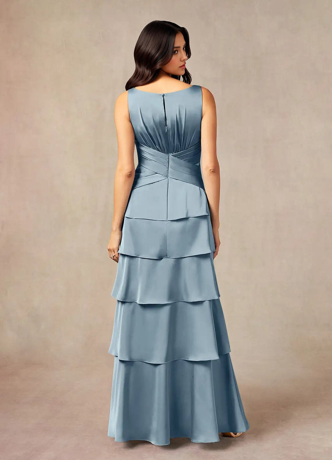 Augday Viola A-Line Pleated Stretch Satin Dress