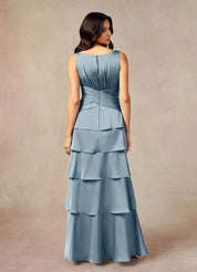 Augday Viola A-Line Pleated Stretch Satin Dress