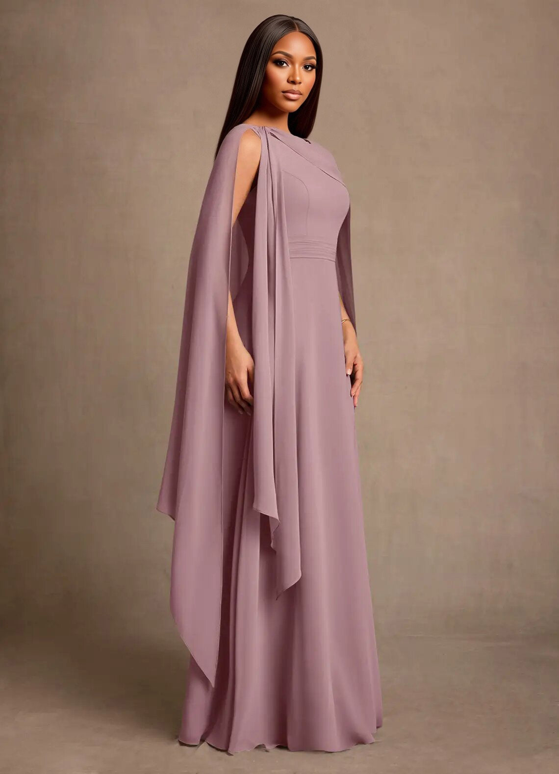 Augday Liddie A-Line Pleated Chiffon Dress