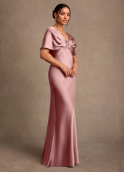 Augday Dosia Sheath Pleated Stretch Satin Dress