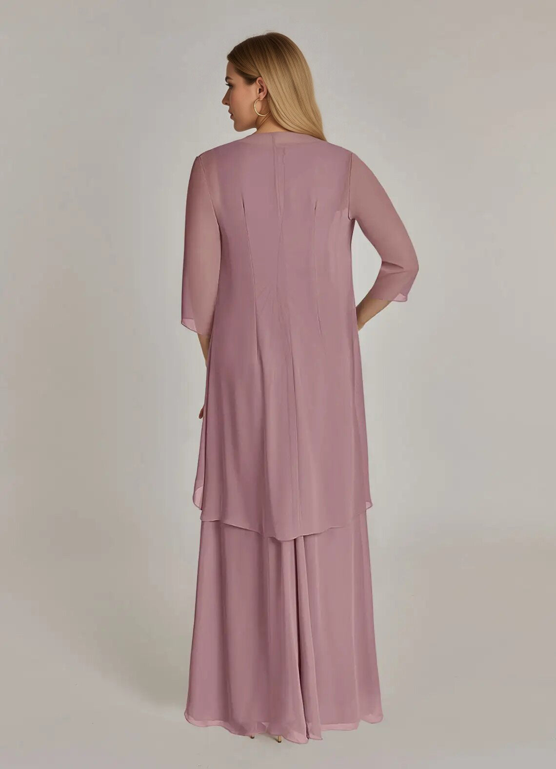 Augday Manuella A-Line V-Neck Pleated Chiffon Dress