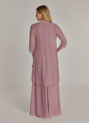 Augday Manuella A-Line V-Neck Pleated Chiffon Dress