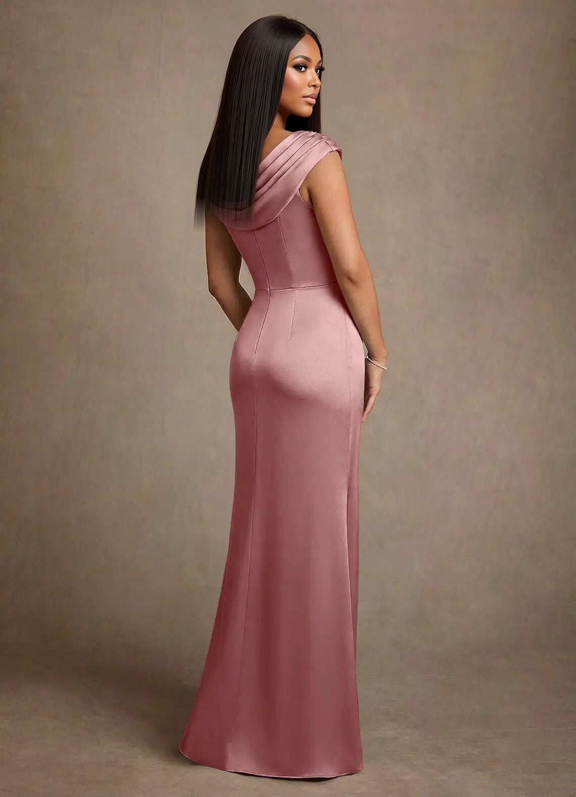 Augday Irvine A-Line Pleated Stretch Satin Dress