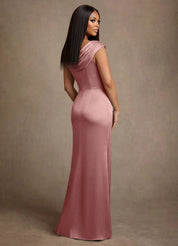 Augday Irvine A-Line Pleated Stretch Satin Dress